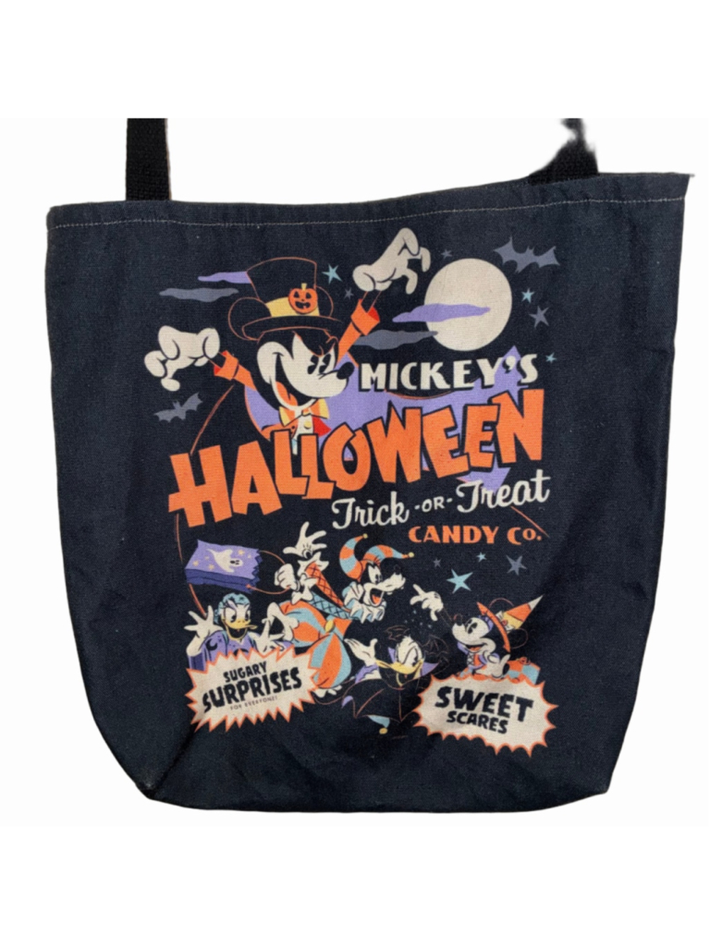 Disney Mickey Halloween Trick-or-Treat Tote Bag, Black/Orange